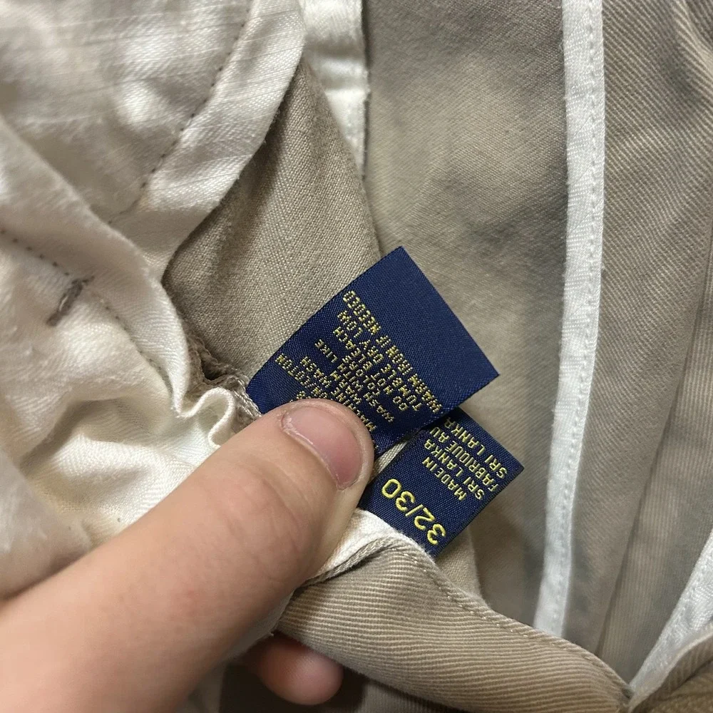 Polo Ralph Lauren Mens Slim Fit Khaki Chino Pants Tan 32/30 Cotton Trousers